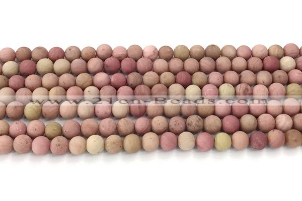 CFW71 15 inches 6mm round matte pink wooden jasper beads