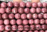 CFW80 15 inches 12mm faceted round pink wooden jasper beads