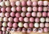 CFW86 15 inches 10mm faceted round pink wooden jasper beads wholesale