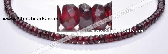 CGA09 4*6mm faceted roundel natural garnet gemstone beads Wholes