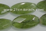 CGA104 15.5 inches 15*30mm faceted oval natural green garnet beads