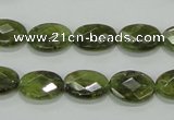 CGA107 15.5 inches 10*14mm faceted oval natural green garnet beads