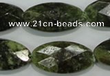 CGA111 15.5 inches 15*30mm faceted oval natural green garnet beads