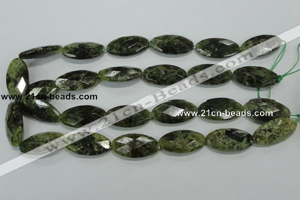 CGA111 15.5 inches 15*30mm faceted oval natural green garnet beads