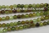 CGA122 15.5 inches 4mm faceted round natural green garnet beads