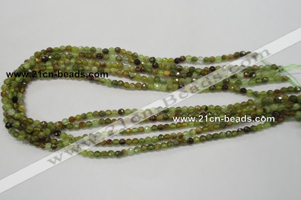 CGA122 15.5 inches 4mm faceted round natural green garnet beads