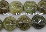 CGA143 15.5 inches 16mm flat round natural green garnet beads wholesale