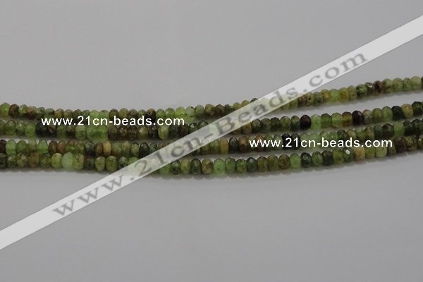 CGA146 15.5 inches 4*6mm faceted rondelle natural green garnet beads