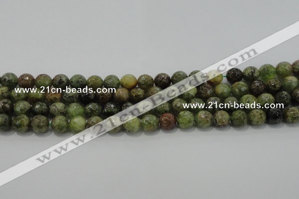 CGA148 15.5 inches 8mm faceted round natural green garnet beads