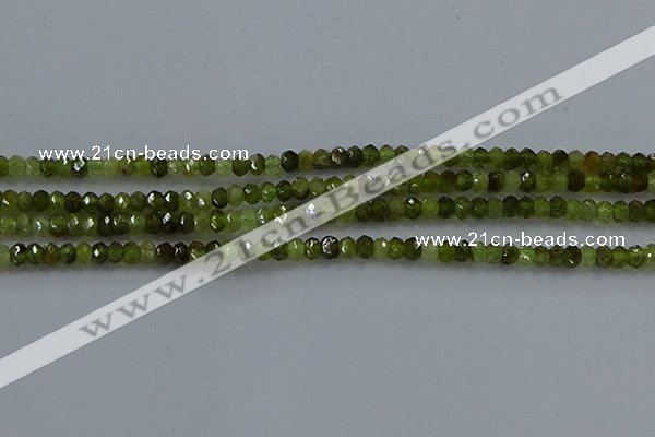 CGA156 15.5 inches 2.5*4mm faceted rondelle green garnet beads