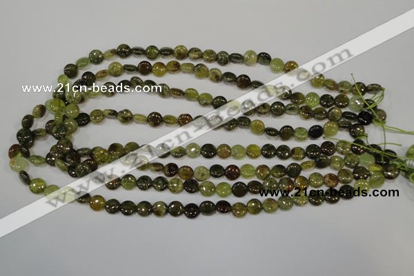 CGA210 15.5 inches 8mm flat round natural green garnet beads