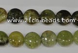 CGA212 15.5 inches 12mm flat round natural green garnet beads