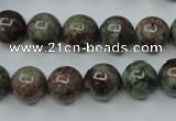 CGA305 15.5 inches 14mm round red green garnet gemstone beads