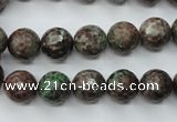 CGA314 15.5 inches 12mm faceted round red green garnet gemstone beads