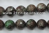 CGA315 15.5 inches 14mm faceted round red green garnet gemstone beads