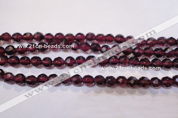 CGA362 14 inches 5mm faceted round natural red garnet beads wholesale