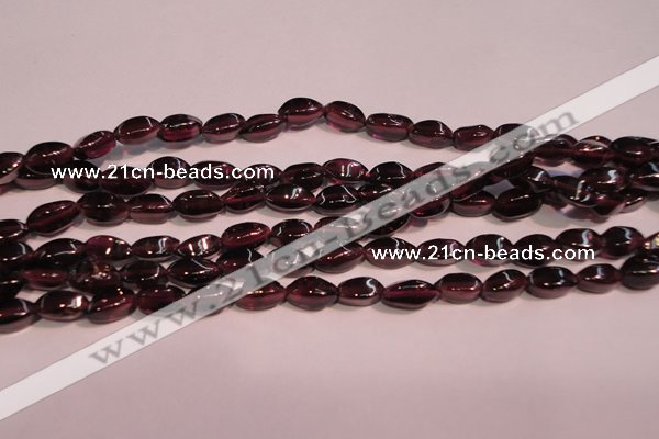 CGA376 15 inches 3*7mm twisted rice natural red garnet beads wholesale