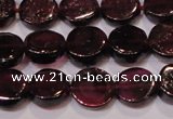 CGA383 15 inches 7mm coin natural red garnet beads wholesale