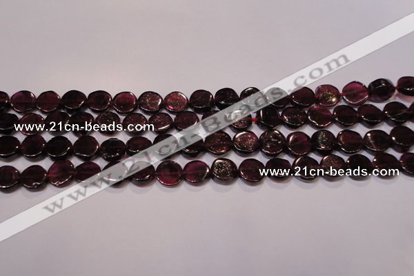 CGA383 15 inches 7mm coin natural red garnet beads wholesale