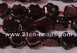 CGA386 15 inches 6mm carved flower natural red garnet beads wholesale