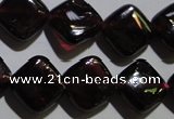 CGA409 15.5 inches 10*10mm diamond natural red garnet beads wholesale