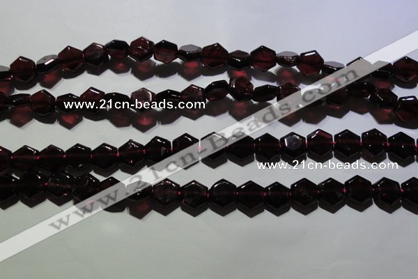 CGA411 15.5 inches 8*9mm hexagon natural red garnet beads wholesale