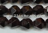 CGA452 15.5 inches 10mm faceted nuggets natural red garnet beads