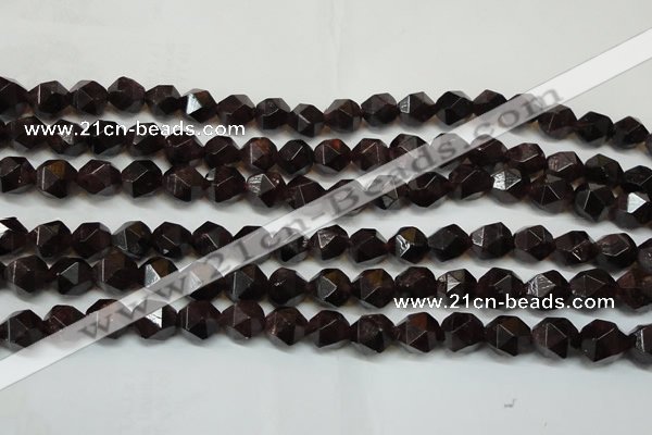 CGA452 15.5 inches 10mm faceted nuggets natural red garnet beads