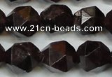 CGA454 15.5 inches 14mm faceted nuggets natural red garnet beads