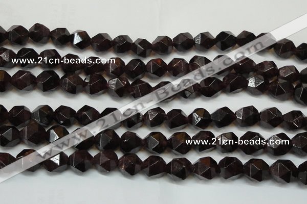 CGA454 15.5 inches 14mm faceted nuggets natural red garnet beads