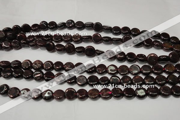 CGA466 15.5 inches 8mm coin natural red garnet beads wholesale
