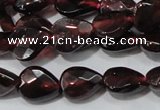 CGA483 15.5 inches 6*8mm faceted flat teardrop natural red garnet beads