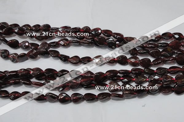 CGA483 15.5 inches 6*8mm faceted flat teardrop natural red garnet beads