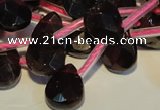 CGA486 Top-drilled 7*9mm faceted briolette natural red garnet beads