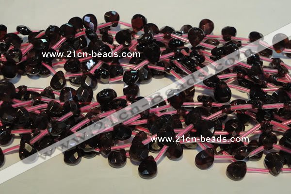 CGA486 Top-drilled 7*9mm faceted briolette natural red garnet beads