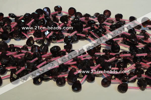 CGA486 Top-drilled 7*9mm faceted briolette natural red garnet beads