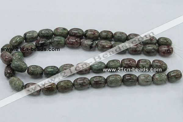 CGA54 15.5 inches 12*16mm egg-shaped red green garnet gemstone beads