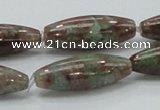 CGA55 15.5 inches 10*30mm rice red green garnet gemstone beads