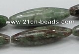 CGA56 15.5 inches 12*40mm rice red green garnet gemstone beads