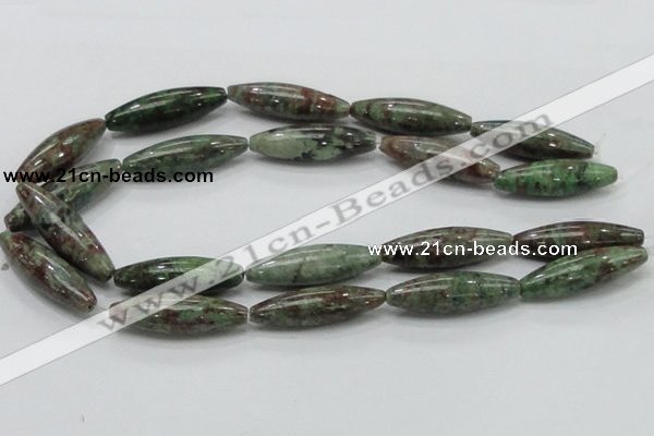 CGA56 15.5 inches 12*40mm rice red green garnet gemstone beads