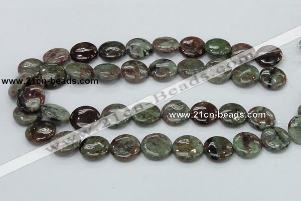 CGA60 15.5 inches 20mm flat round red green garnet gemstone beads