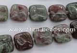 CGA63 15.5 inches 12*12mm square red green garnet gemstone beads