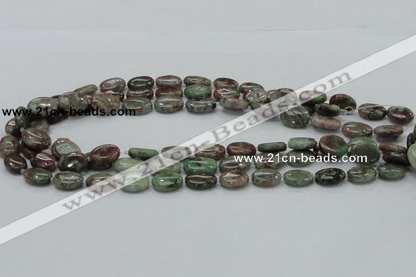 CGA65 15.5 inches 10*14mm oval red green garnet gemstone beads