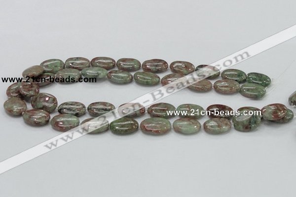 CGA66 15.5 inches 15*20mm oval red green garnet gemstone beads