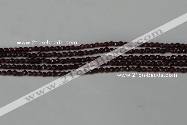 CGA660 15.5 inches 3mm faceted round red garnet beads wholesale