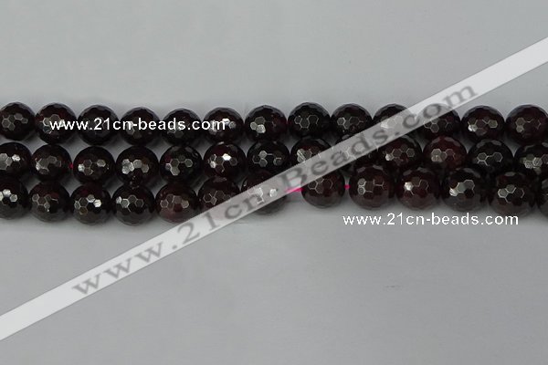 CGA665 15.5 inches 12mm faceted round red garnet beads wholesale