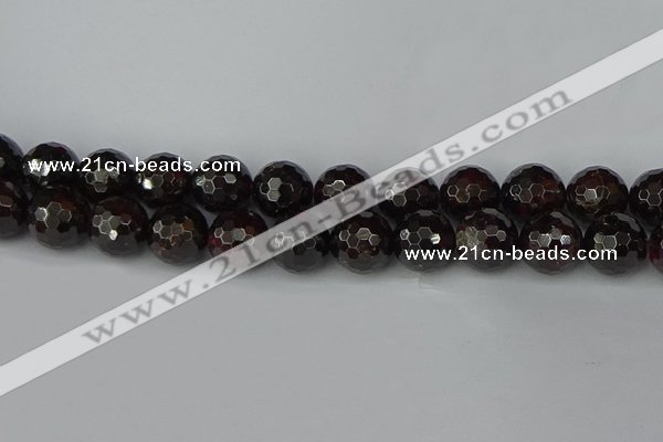 CGA666 15.5 inches 14mm faceted round red garnet beads wholesale