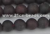 CGA672 15.5 inches 8mm round matte red garnet beads wholesale