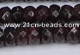 CGA679 15.5 inches 5*9mm faceted rondelle red garnet beads