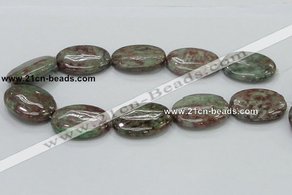 CGA68 15.5 inches 30*40mm oval red green garnet gemstone beads